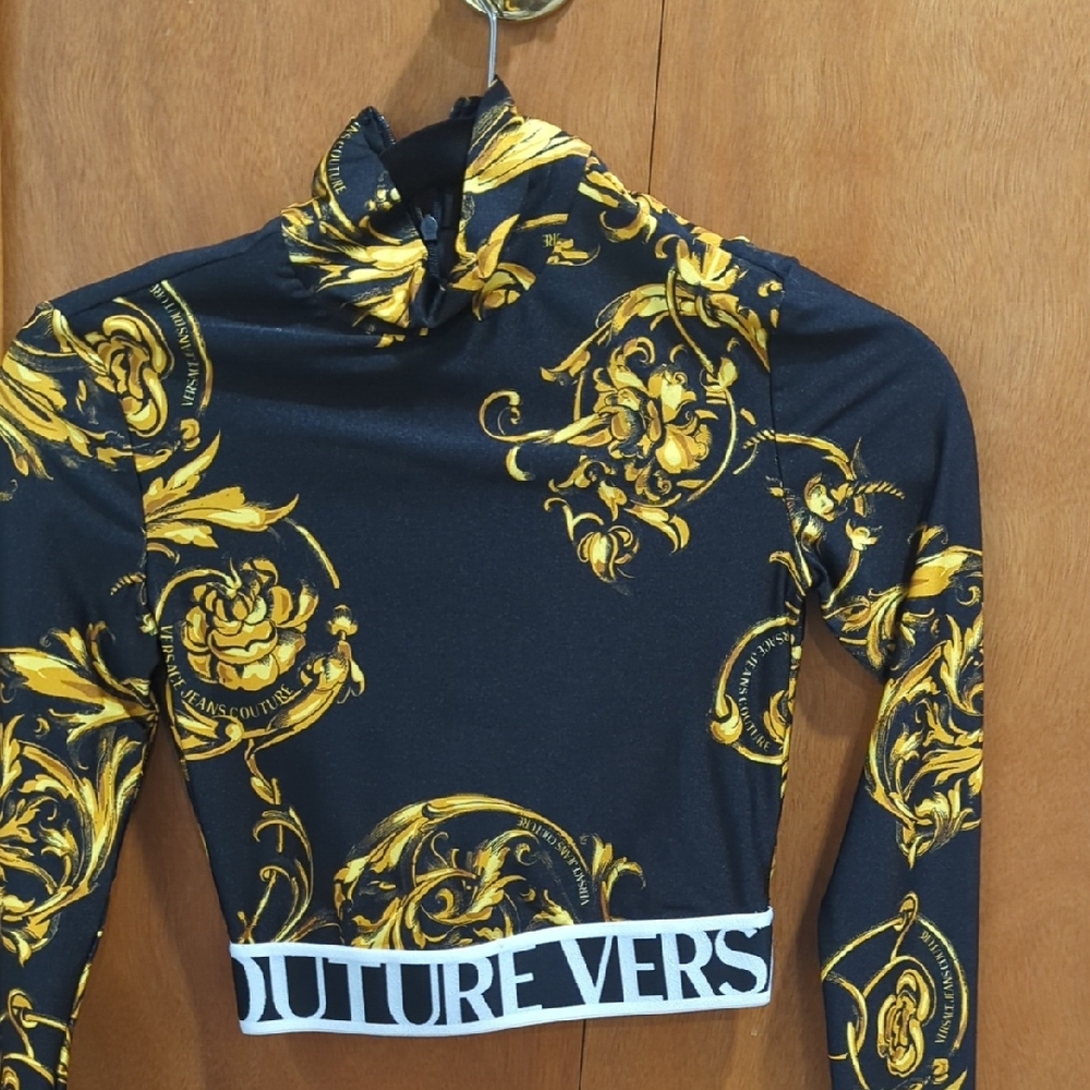 Versace Black and Gold Crop Top